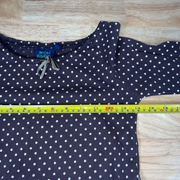 Mini Boden, Brown Polka Dot Long Sleeve T-Shirt, Bow Detail, Size 9-10Y - Picture 3 of 10